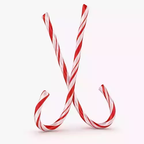 Candy Cane Low-poly 3D model