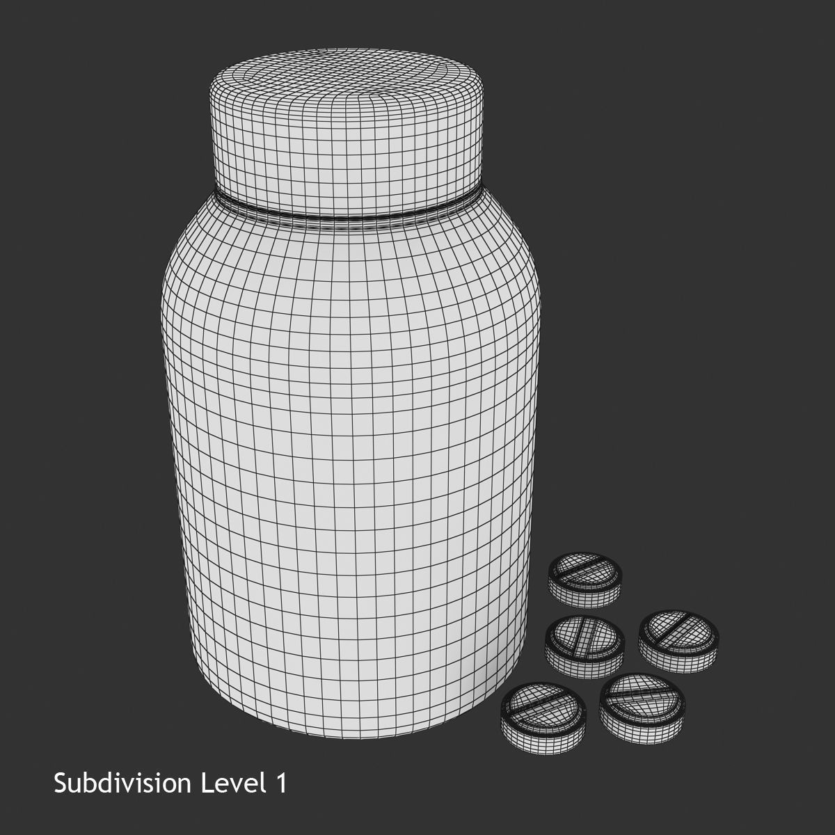 Pill Bottle Low-poly 3D model_7