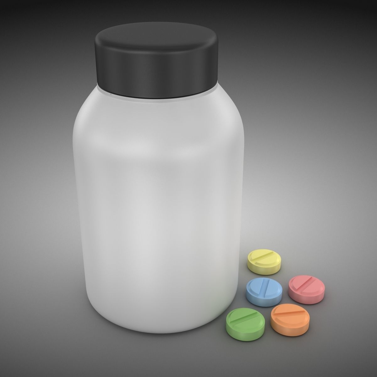 Pill Bottle Low-poly 3D model_1