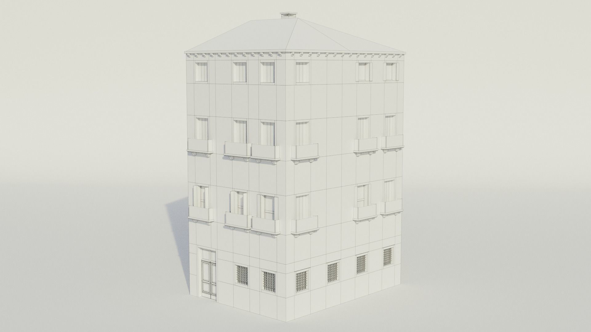 Apartment Building - Low-poly PBR Low-poly 3D model_9