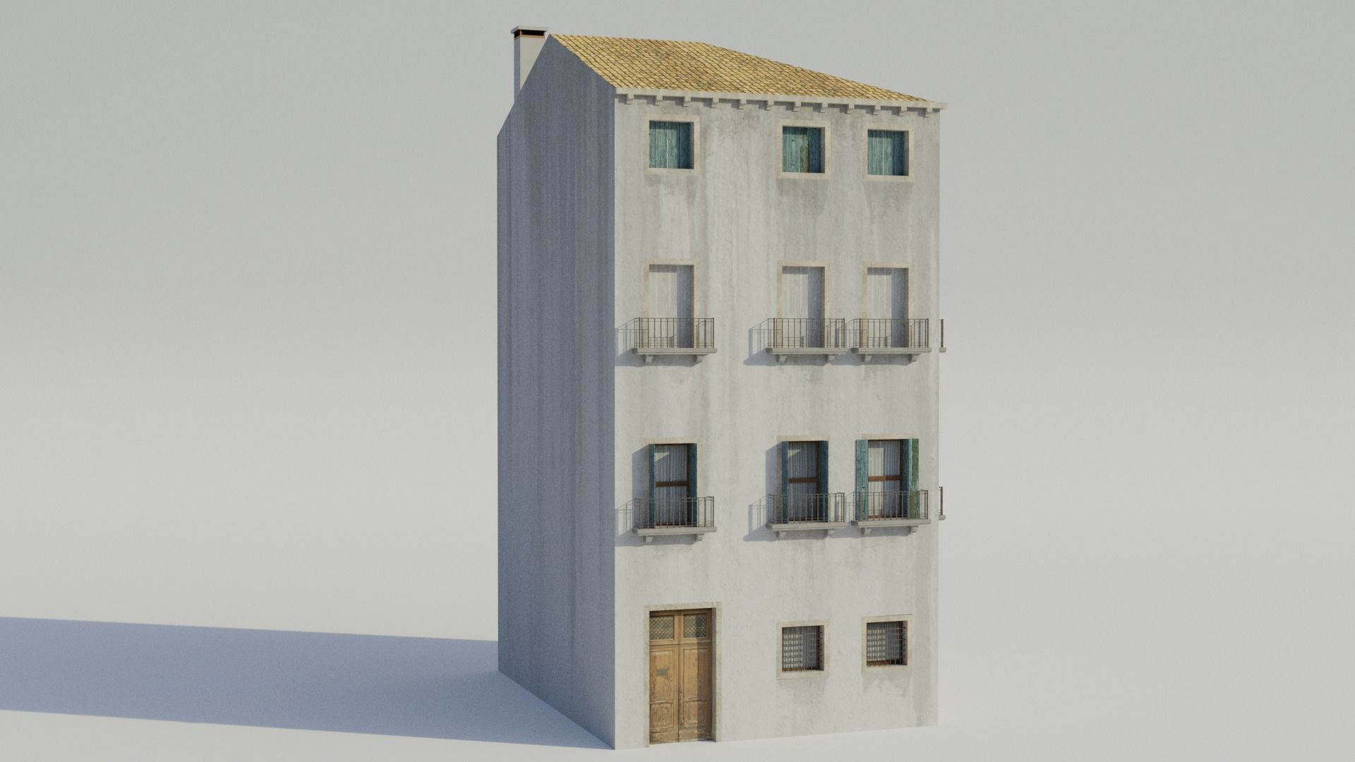Apartment Building - Low-poly PBR Low-poly 3D model_2