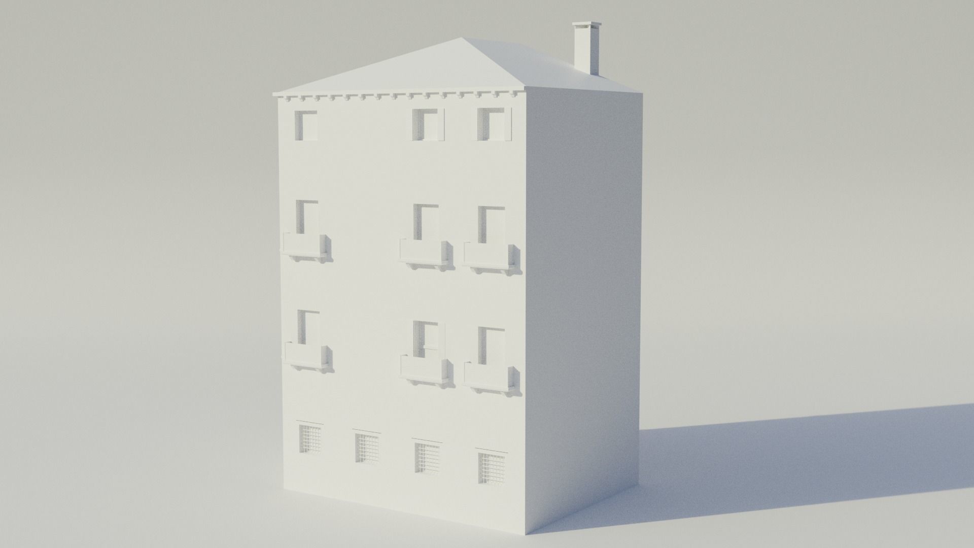 Apartment Building - Low-poly PBR Low-poly 3D model_10
