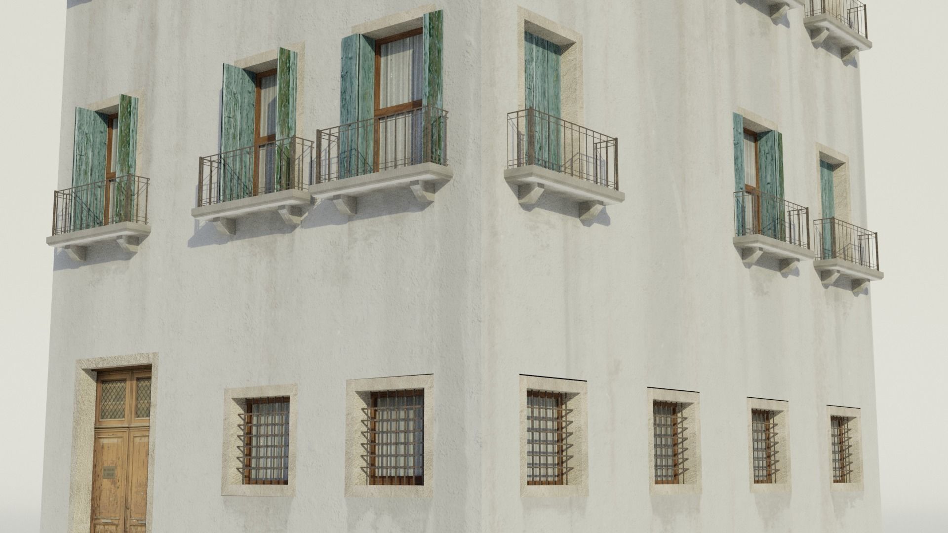 Apartment Building - Low-poly PBR Low-poly 3D model_4