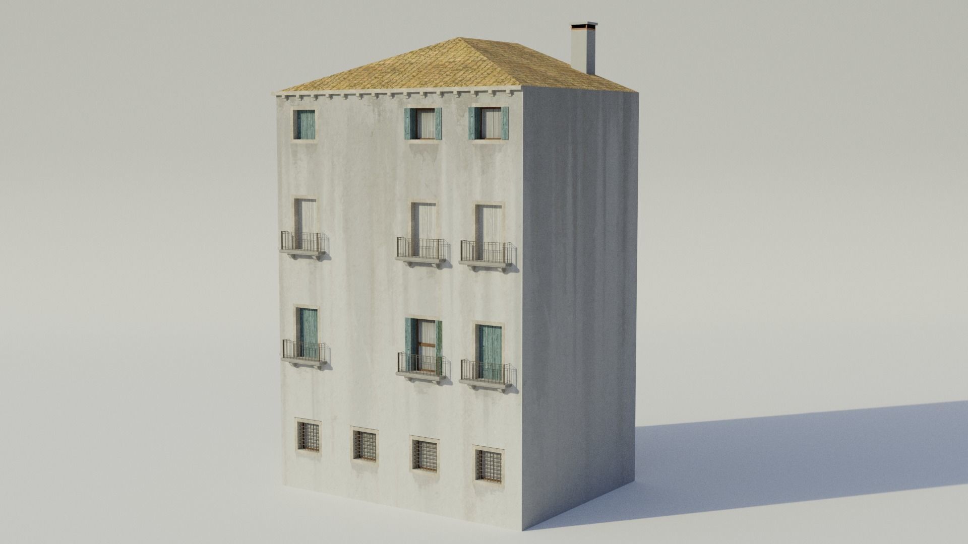 Apartment Building - Low-poly PBR Low-poly 3D model_1