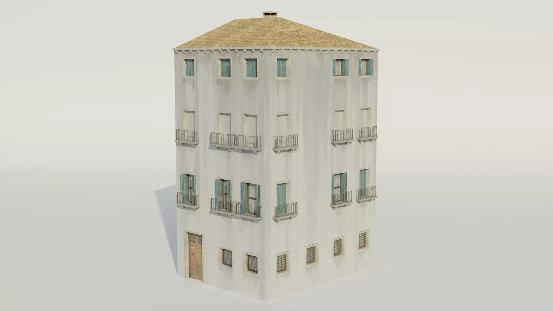 Apartment Building - Low-poly PBR Low-poly 3D model_0