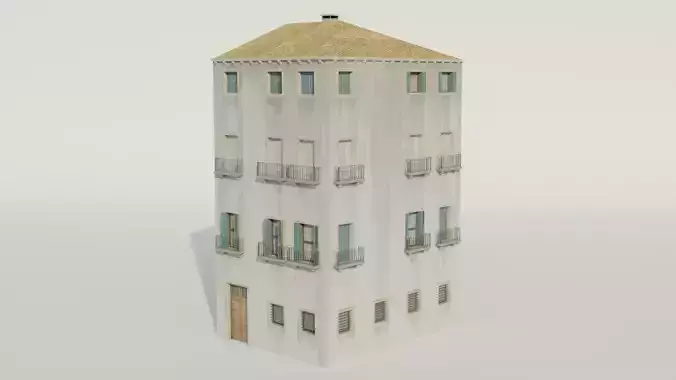 Apartment Building - Low-poly PBR Low-poly 3D model