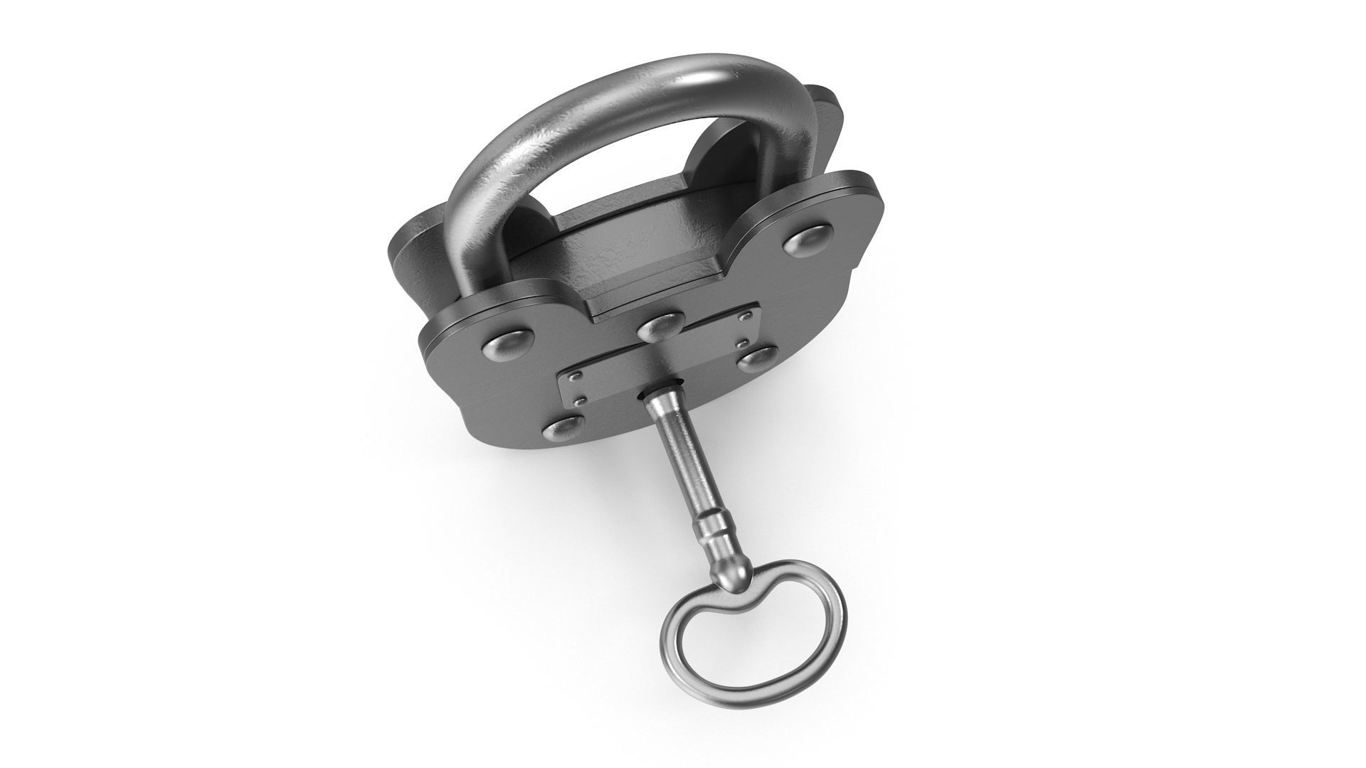 Old Lock and Key Low-poly 3D model_4