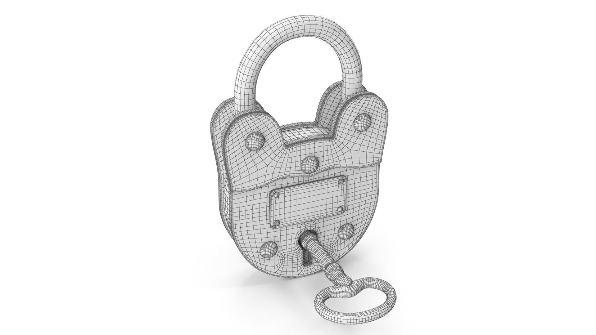 Old Lock and Key Low-poly 3D model_9