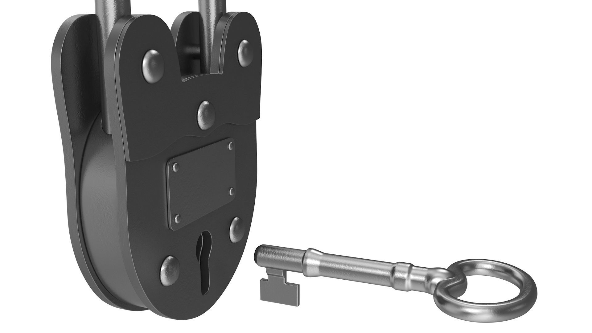 Old Lock and Key Low-poly 3D model_6