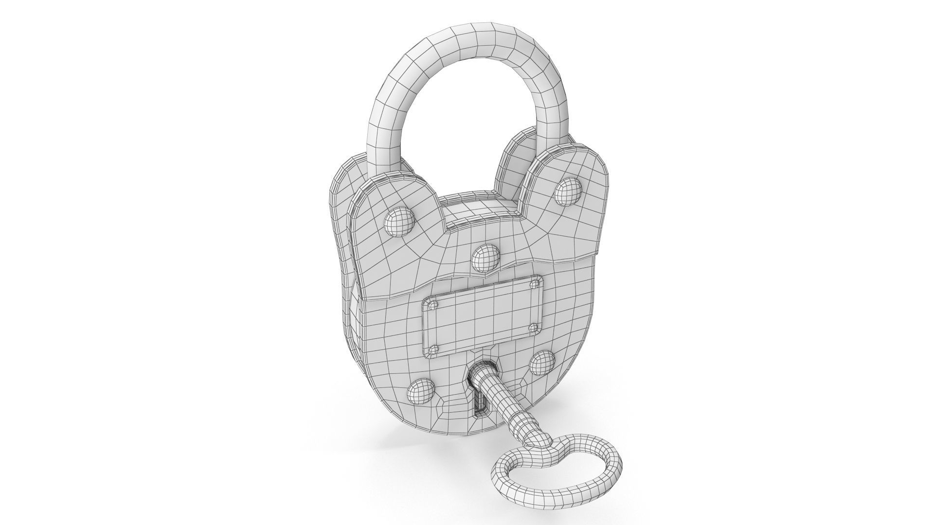 Old Lock and Key Low-poly 3D model_8