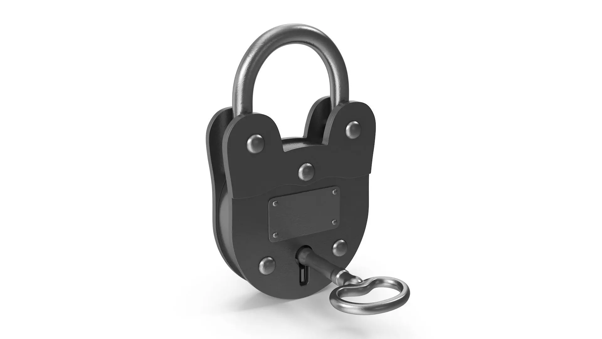 Old Lock and Key Low-poly 3D model_0
