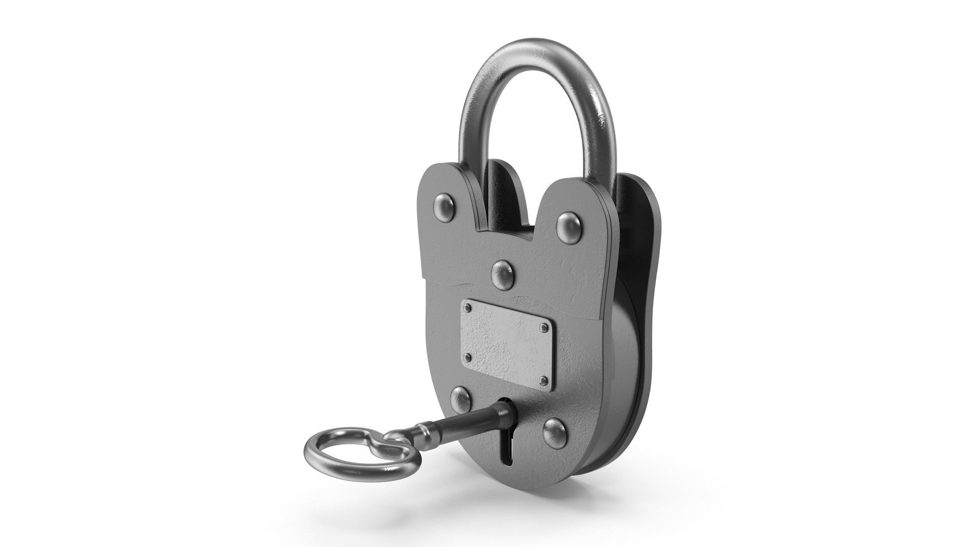 Old Lock and Key Low-poly 3D model_1