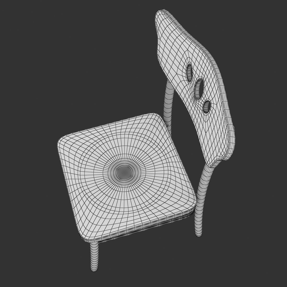 Chair wooden Low-poly 3D model_10