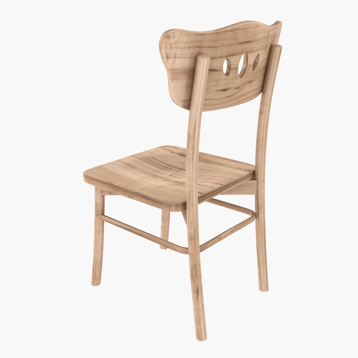 Chair wooden Low-poly 3D model_3