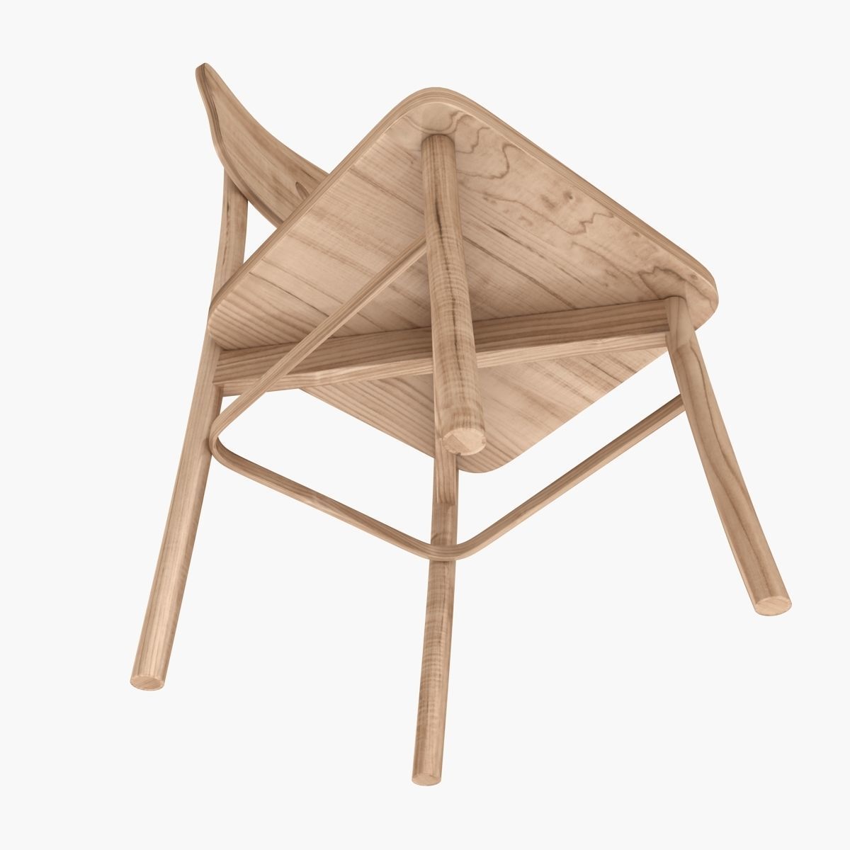 Chair wooden Low-poly 3D model_5