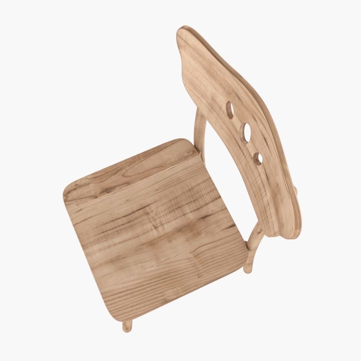 Chair wooden Low-poly 3D model_6
