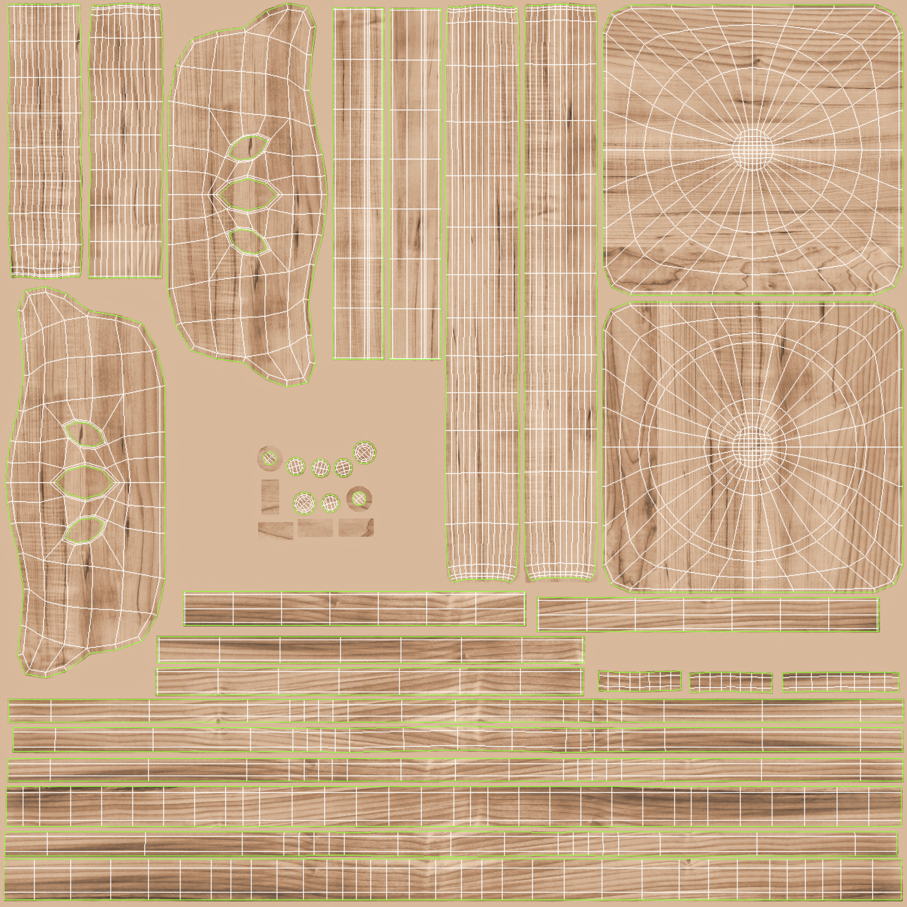 Chair wooden Low-poly 3D model_14