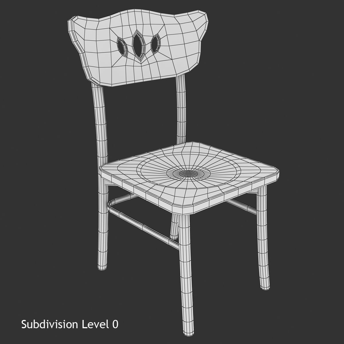 Chair wooden Low-poly 3D model_7