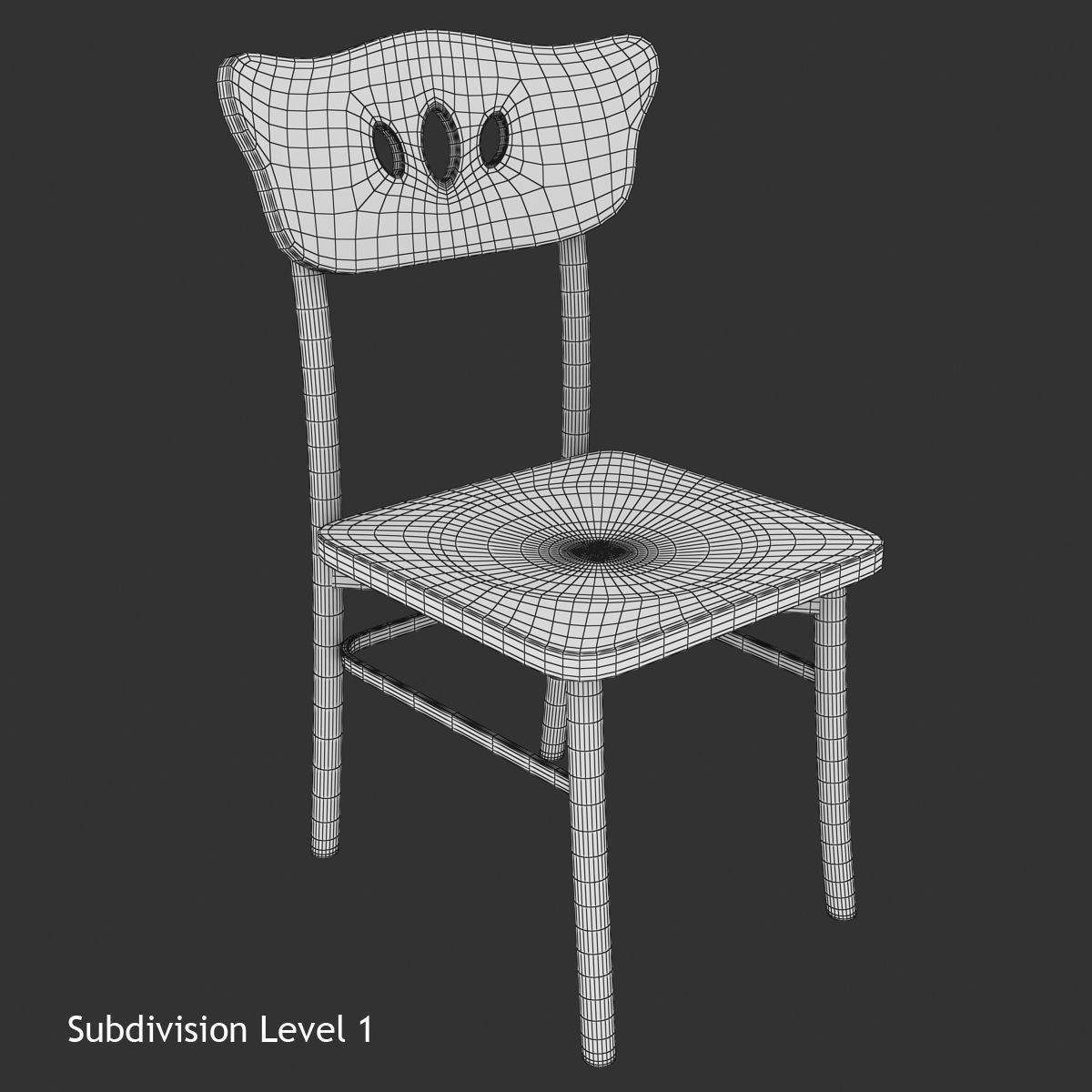 Chair wooden Low-poly 3D model_8