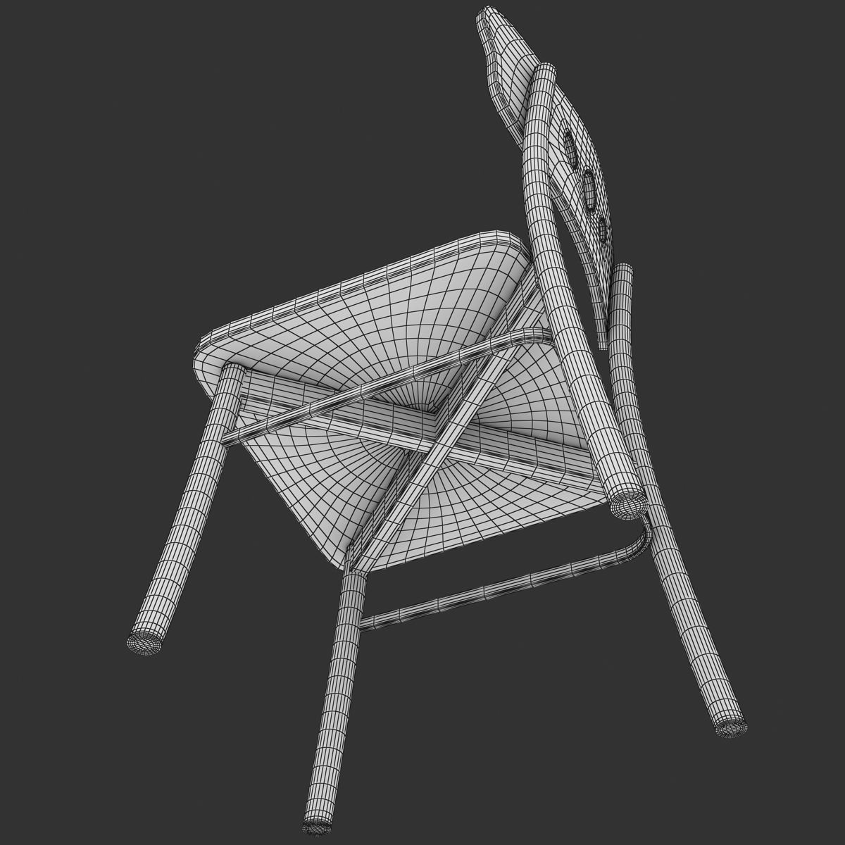 Chair wooden Low-poly 3D model_12