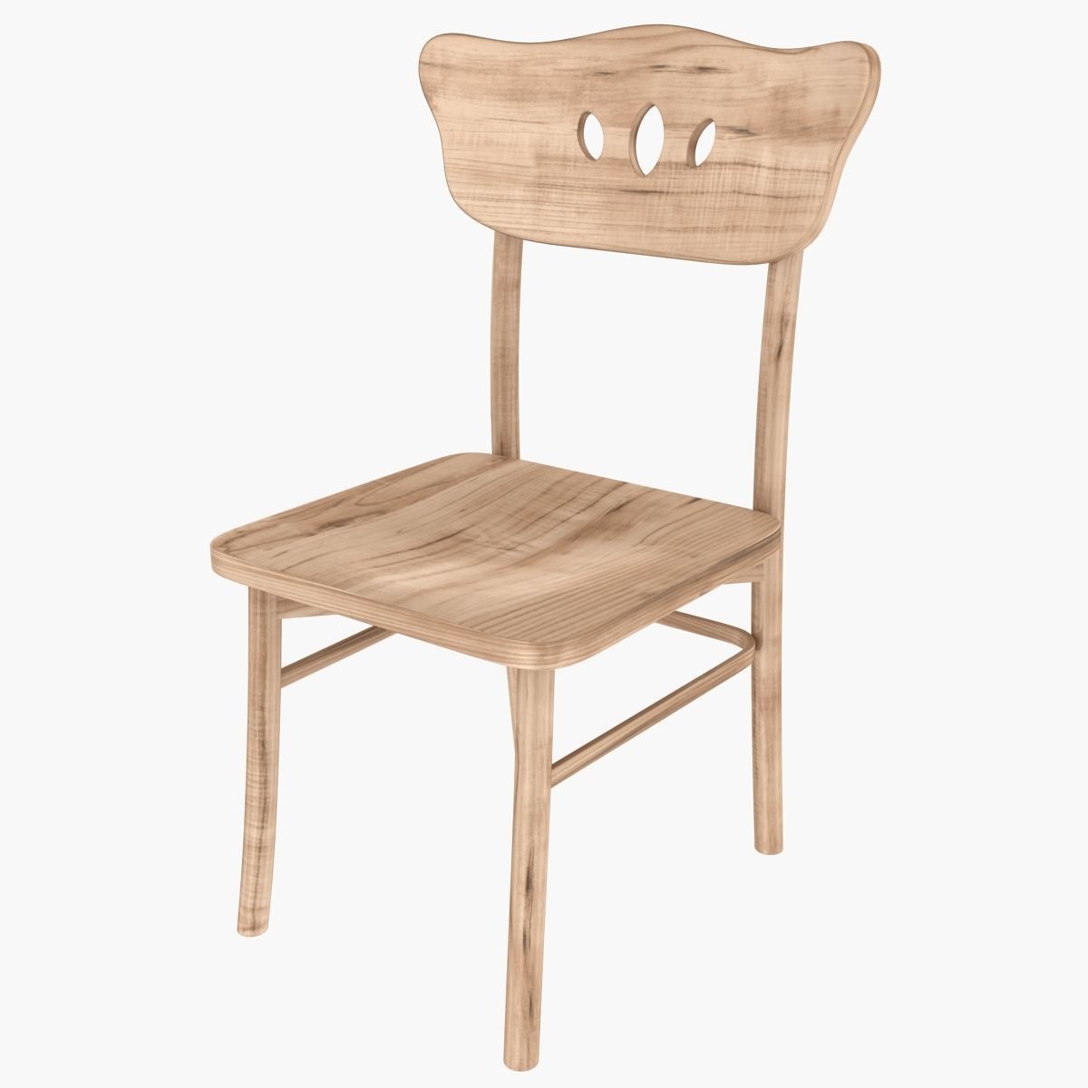 Chair wooden Low-poly 3D model_2