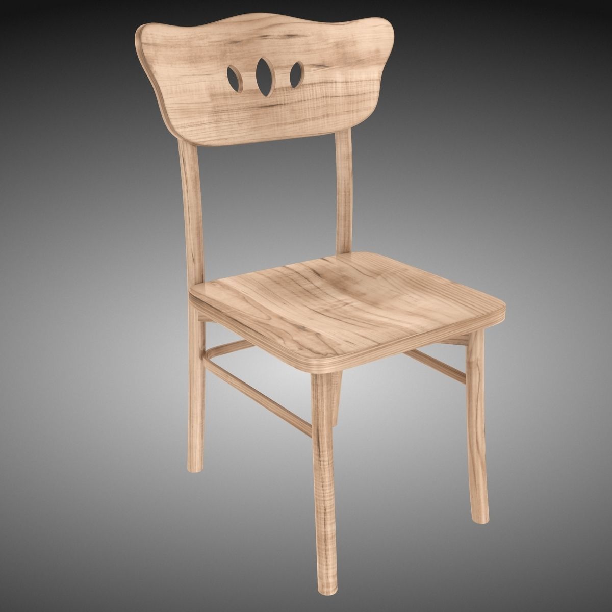 Chair wooden Low-poly 3D model_1