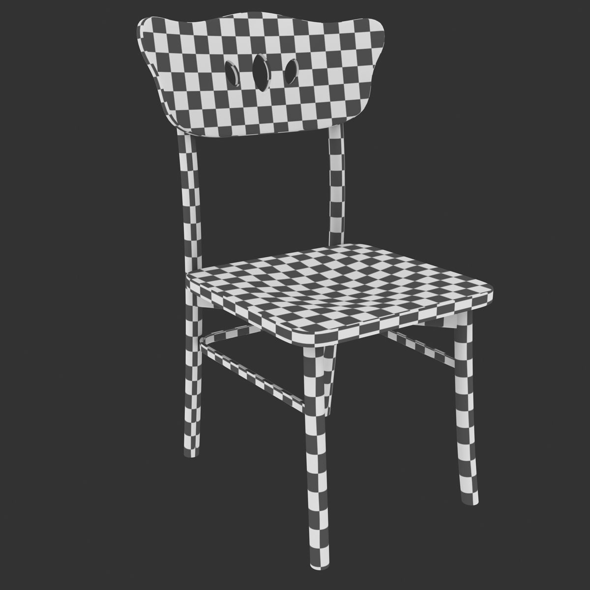 Chair wooden Low-poly 3D model_13