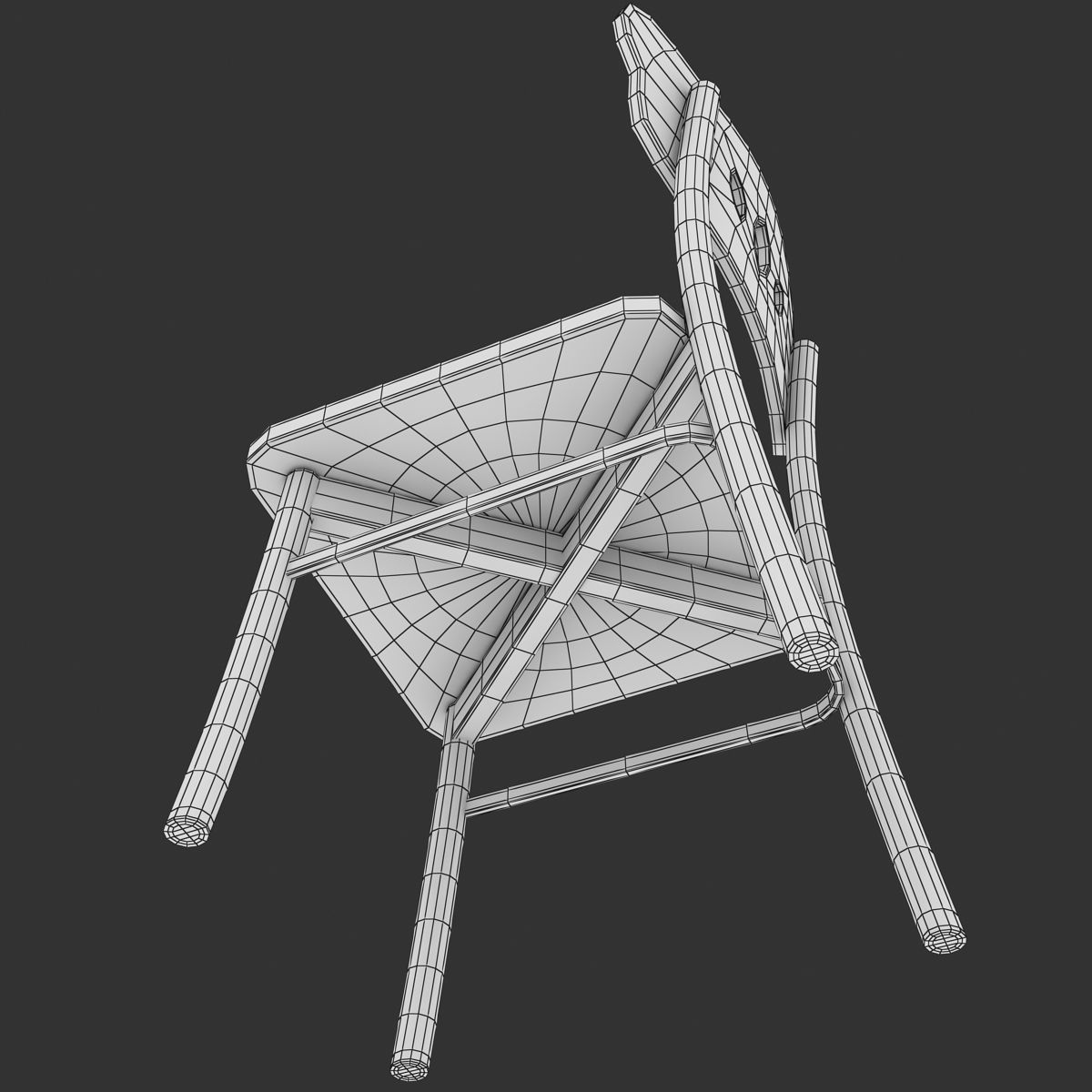 Chair wooden Low-poly 3D model_11