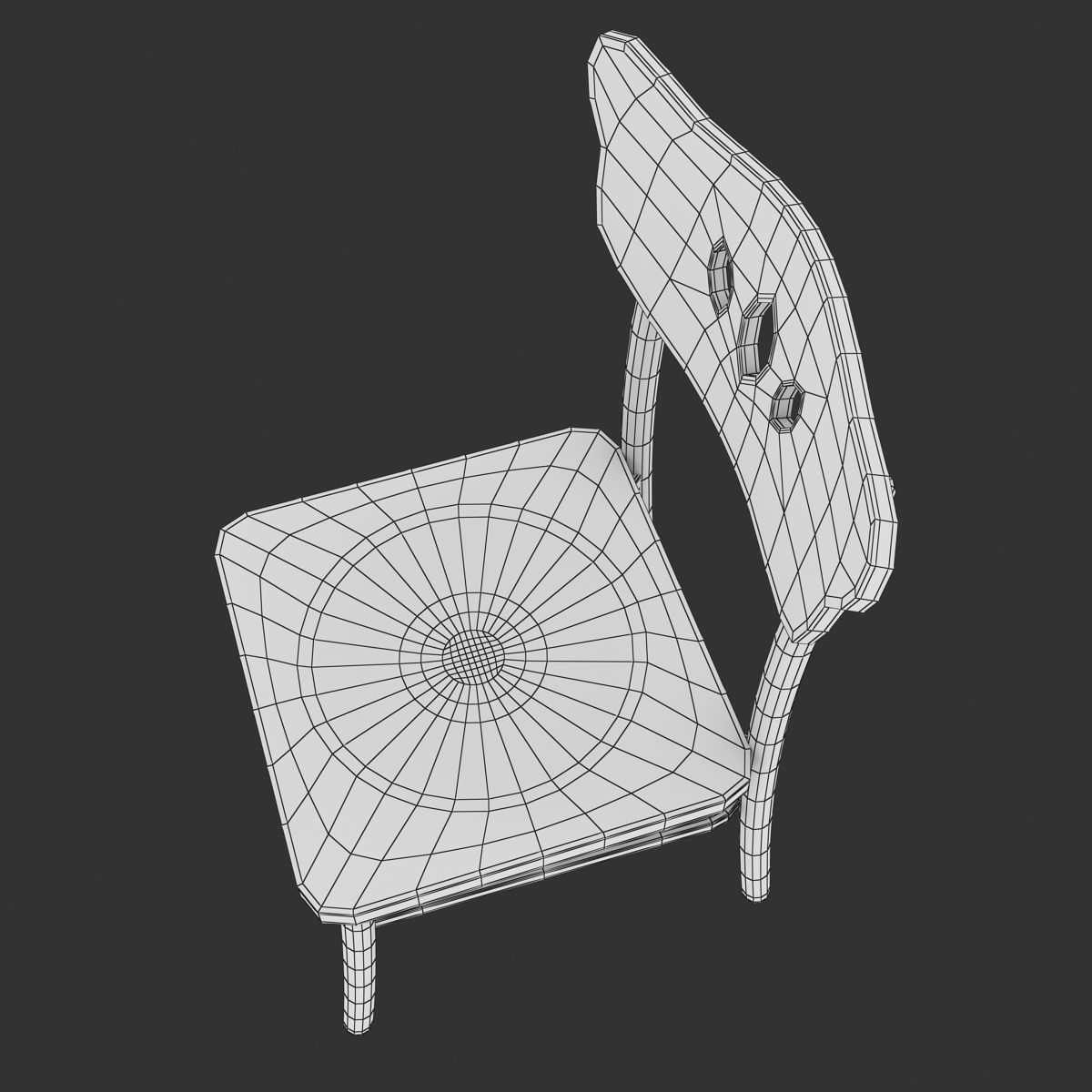 Chair wooden Low-poly 3D model_9