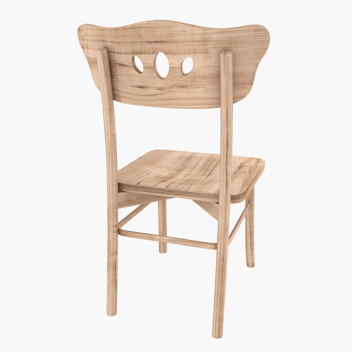 Chair wooden Low-poly 3D model_4