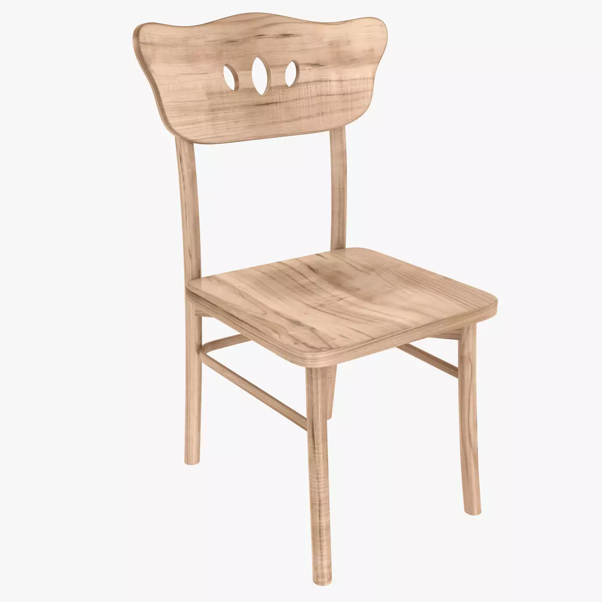 Chair wooden Low-poly 3D model_0