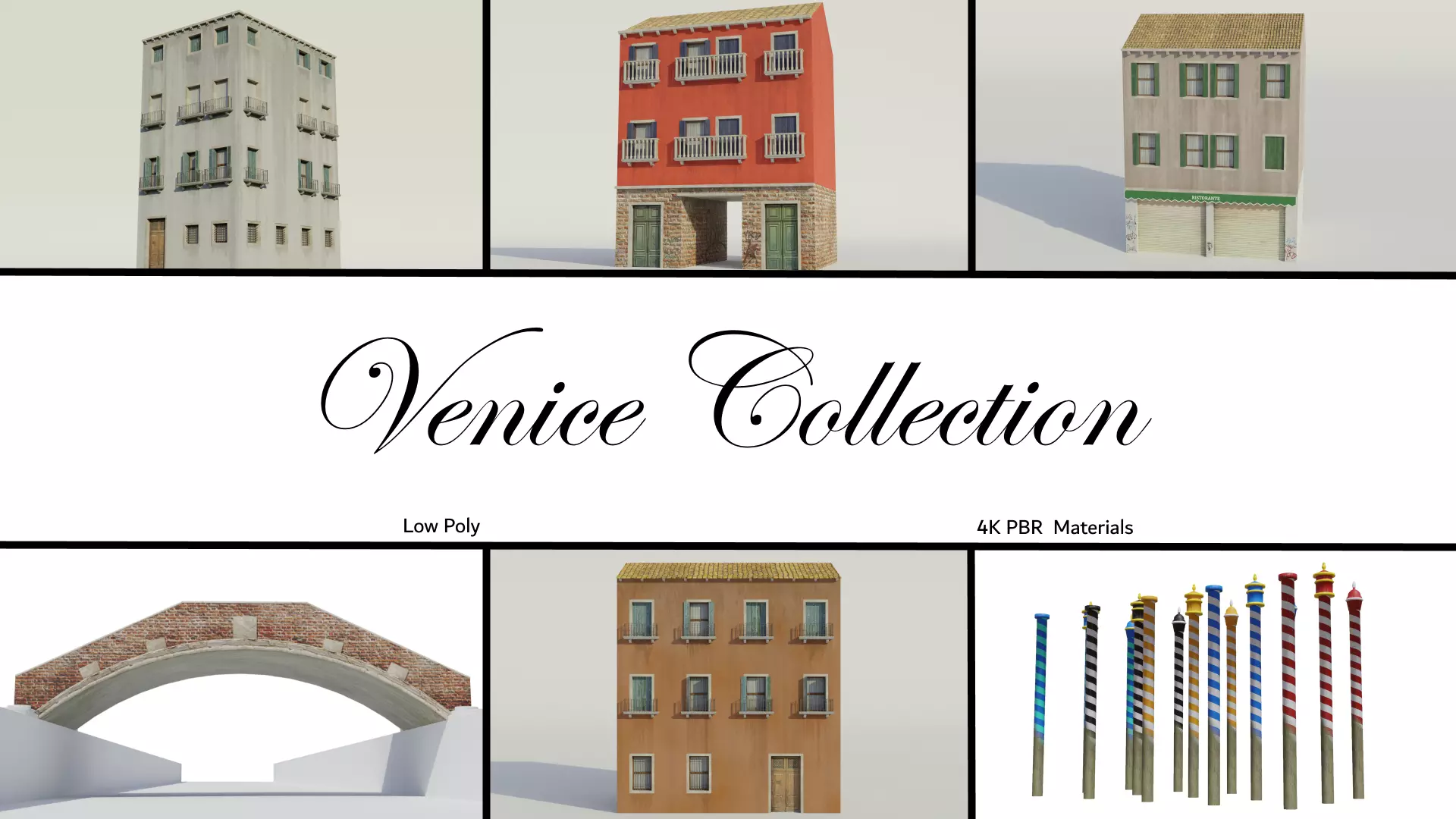 Venice buildings and bridge 3D Model Collection_0