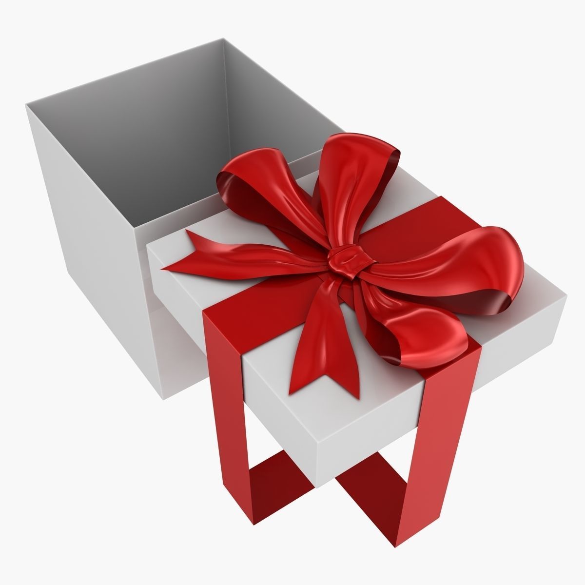 Giftbox gift box with ribbon Low-poly 3D model_4