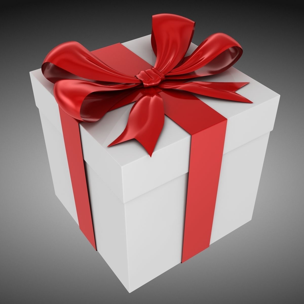 Giftbox gift box with ribbon Low-poly 3D model_1