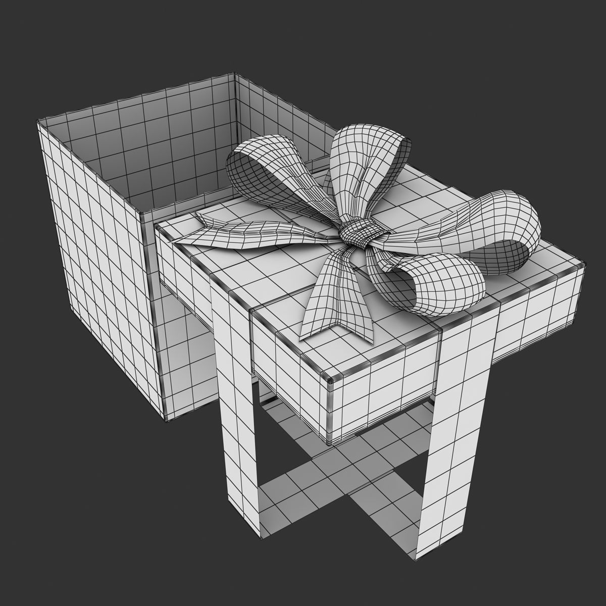 Giftbox gift box with ribbon Low-poly 3D model_11
