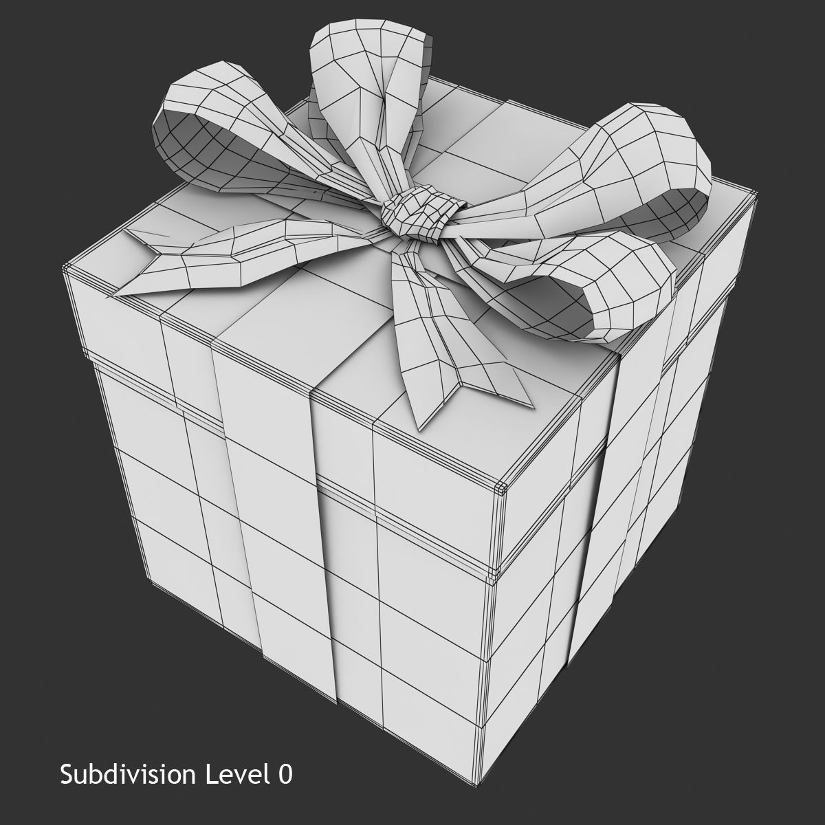 Giftbox gift box with ribbon Low-poly 3D model_6