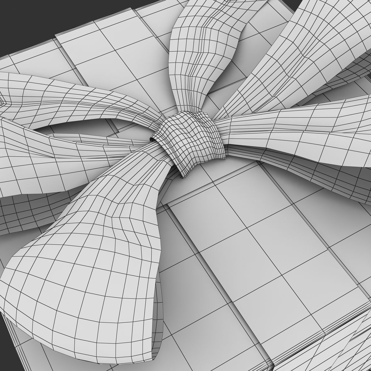 Giftbox gift box with ribbon Low-poly 3D model_9