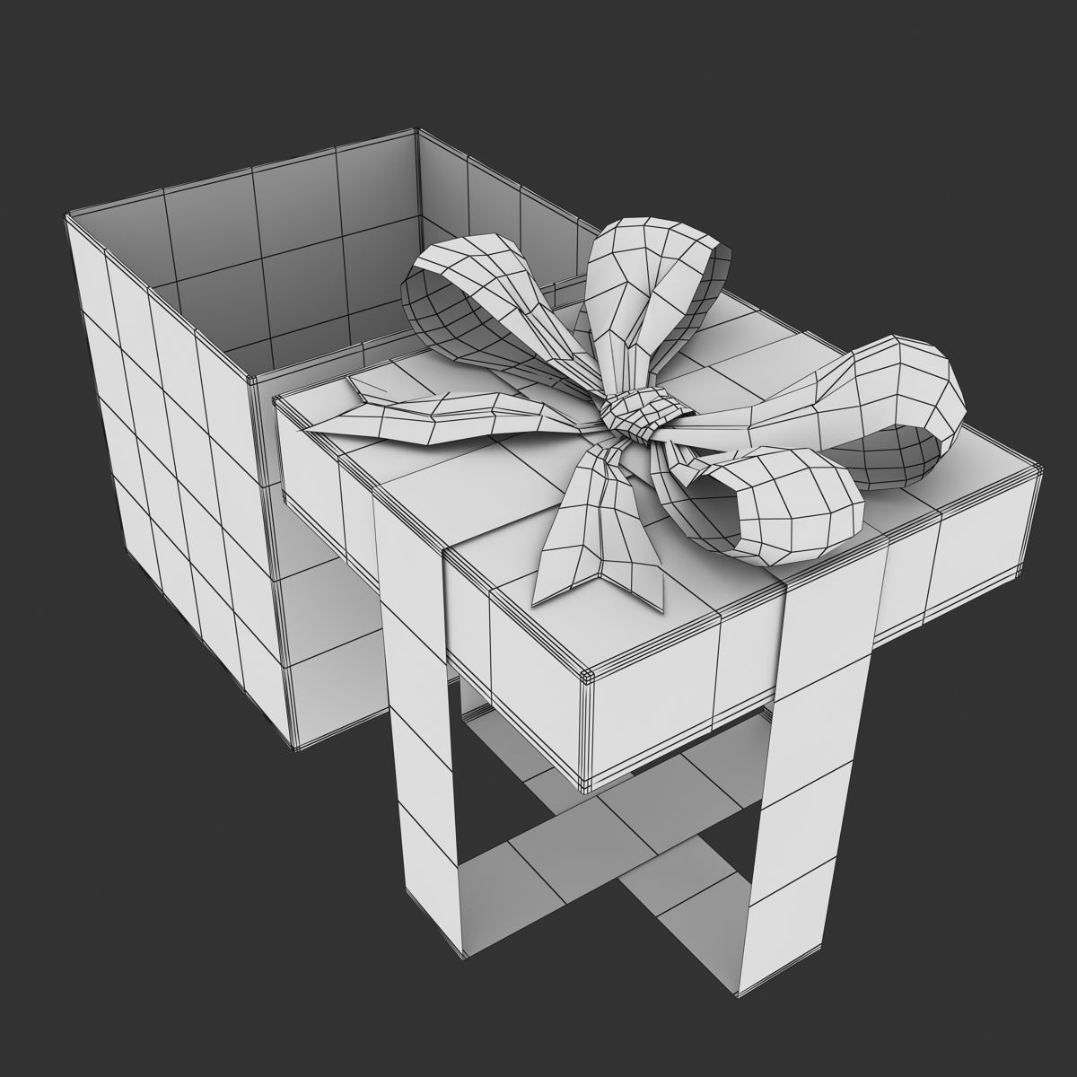 Giftbox gift box with ribbon Low-poly 3D model_10