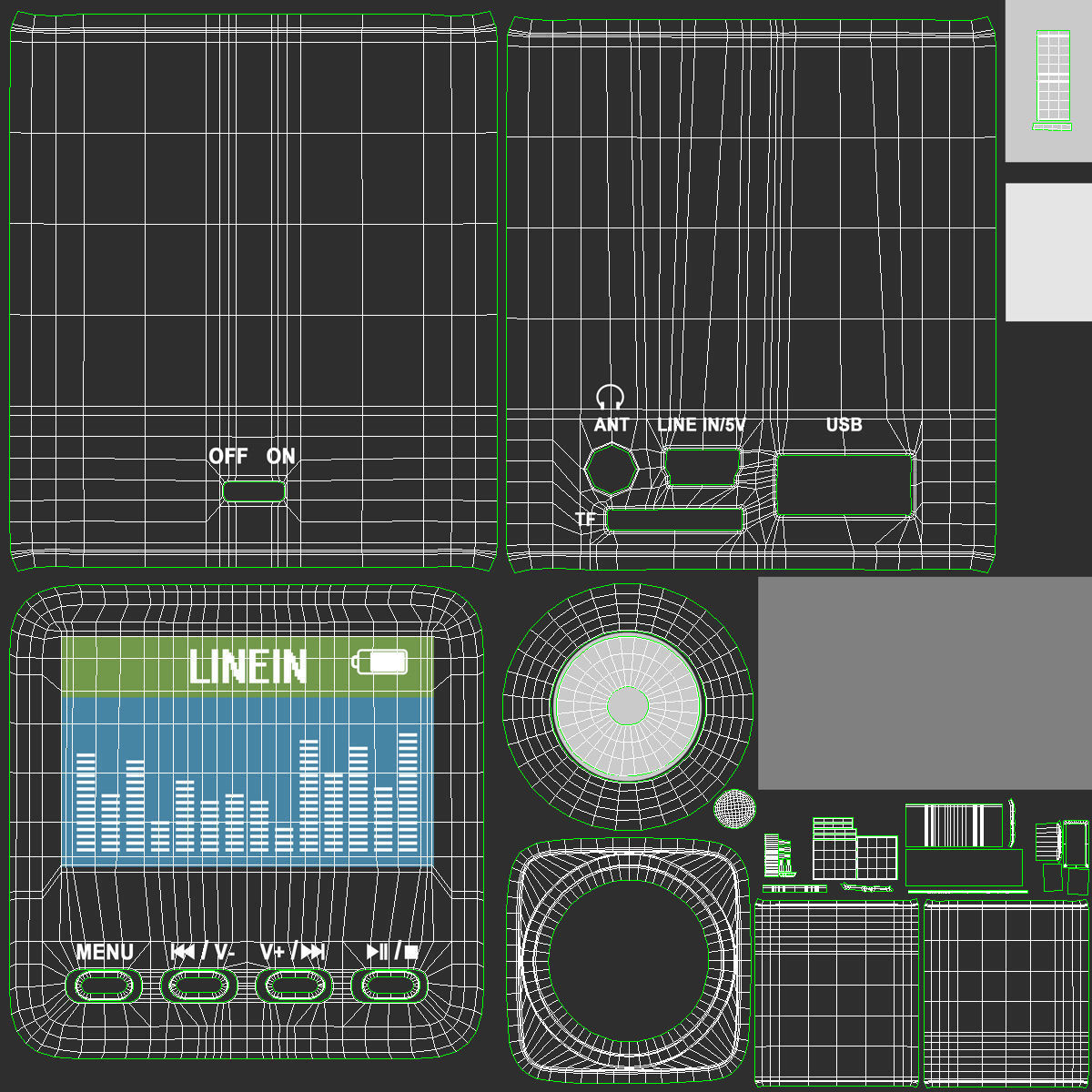 Mp3 Player Low-poly 3D model_9