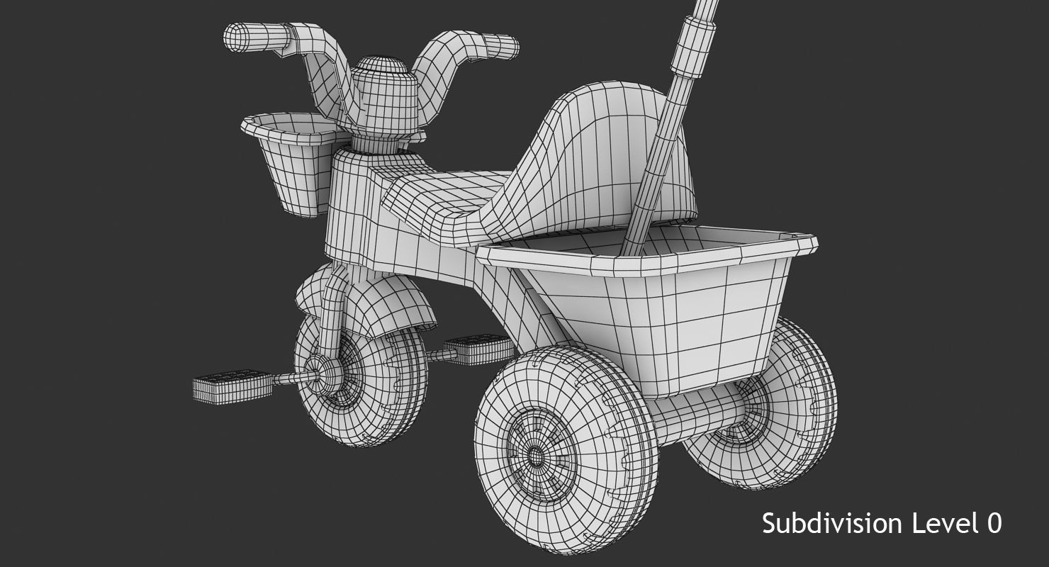 Tricycle toy Low-poly 3D model_10