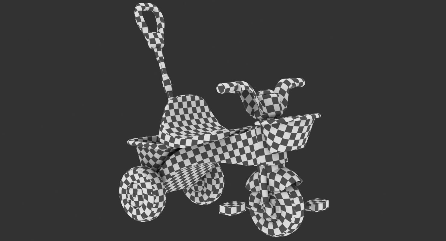 Tricycle toy Low-poly 3D model_14
