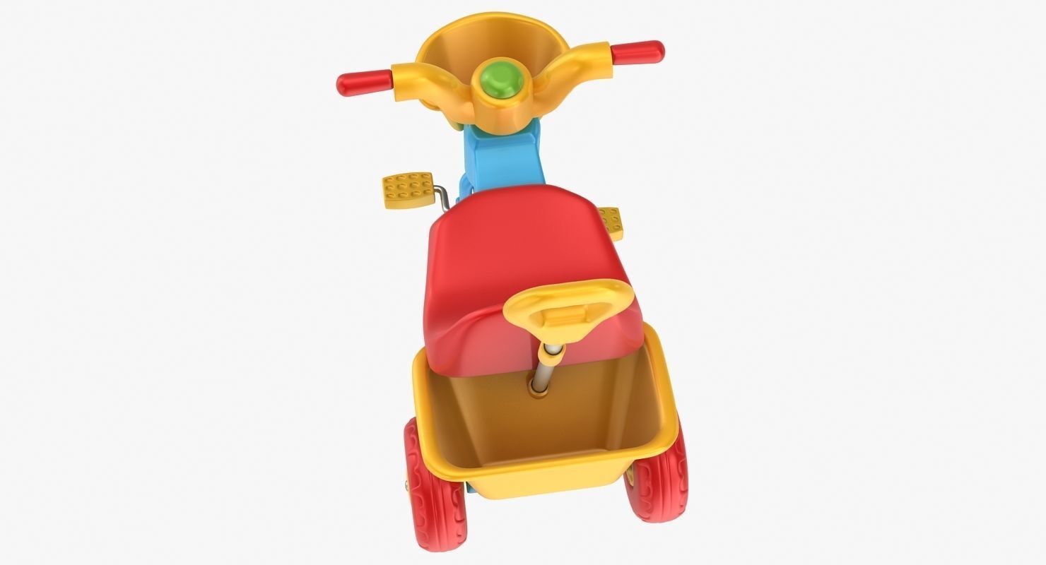 Tricycle toy Low-poly 3D model_7