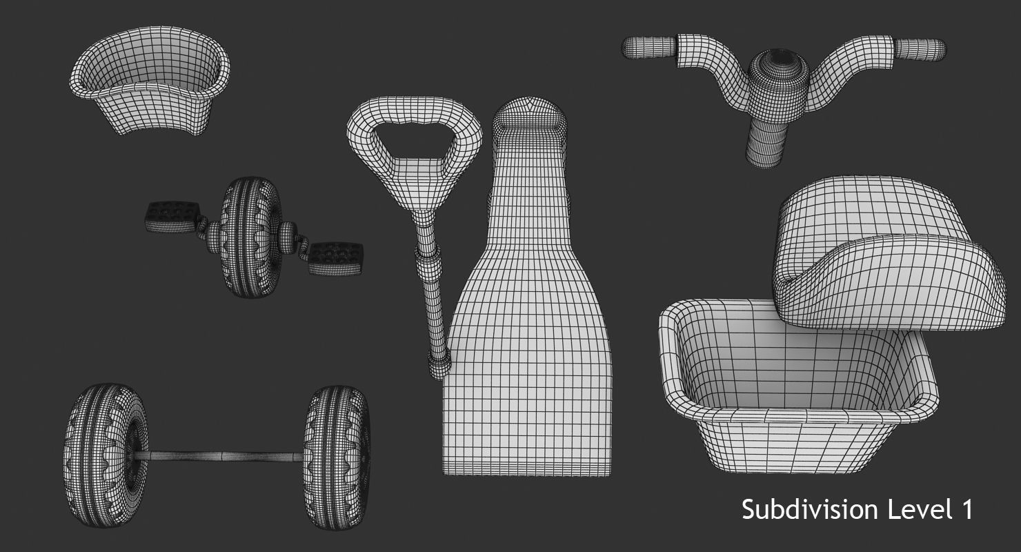 Tricycle toy Low-poly 3D model_13