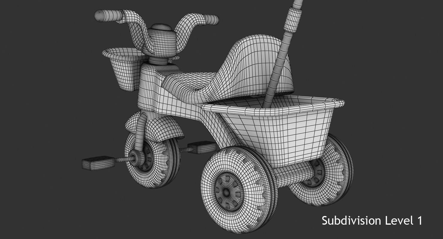 Tricycle toy Low-poly 3D model_11