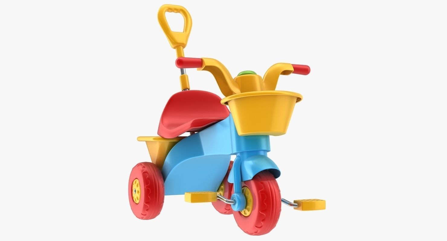 Tricycle toy Low-poly 3D model_4