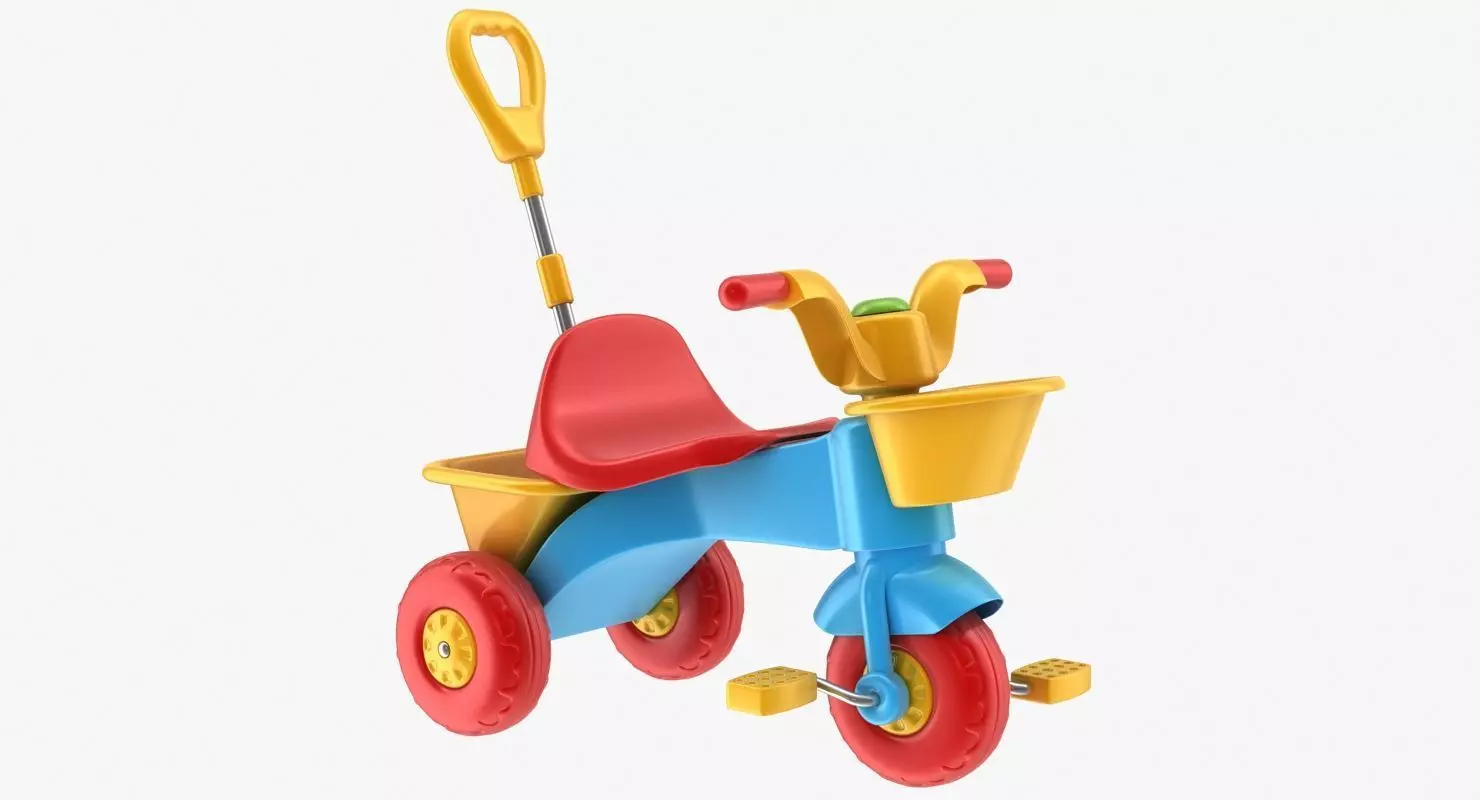 Tricycle toy Low-poly 3D model_0