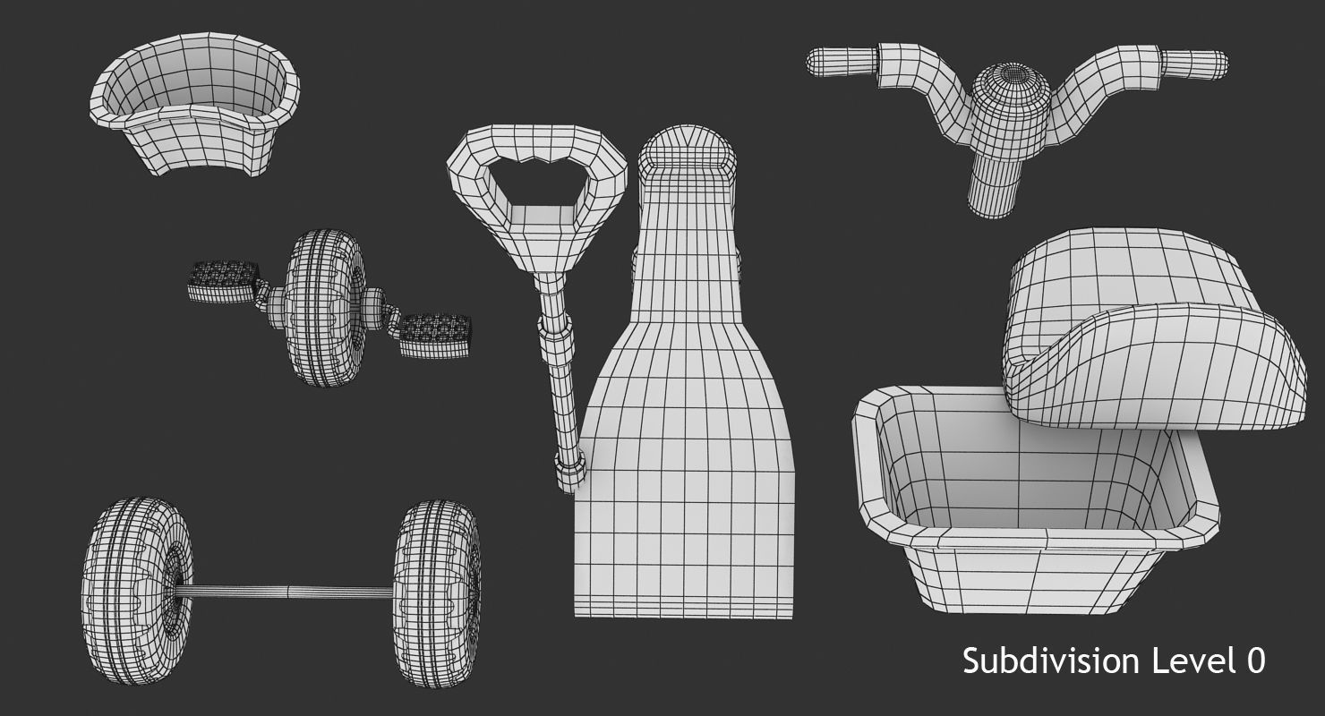 Tricycle toy Low-poly 3D model_12