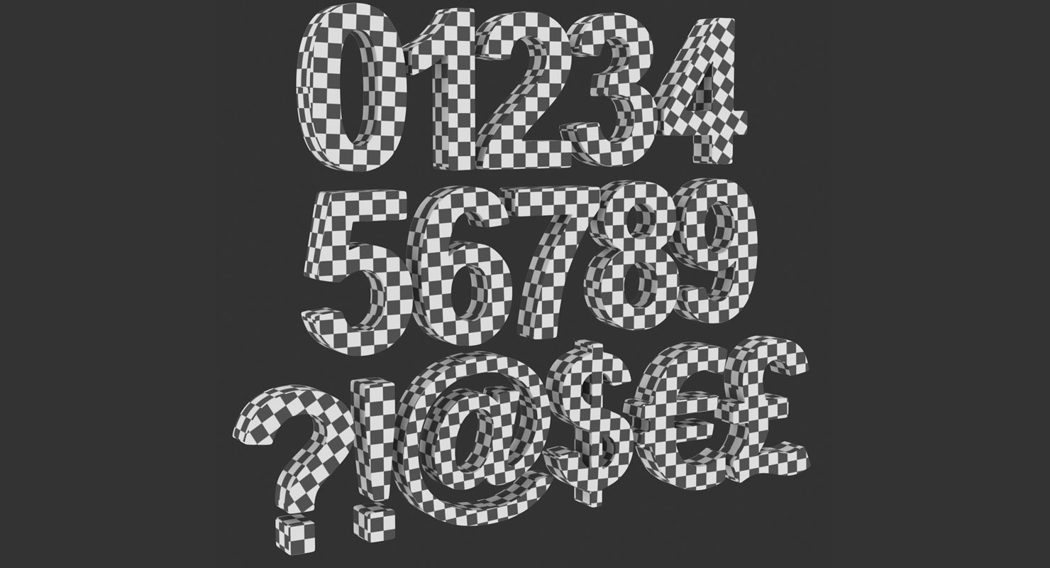 Number and Symbol - Subdivision Low-poly 3D model_14