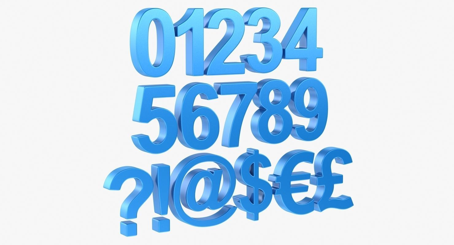 Number and Symbol - Subdivision Low-poly 3D model_1