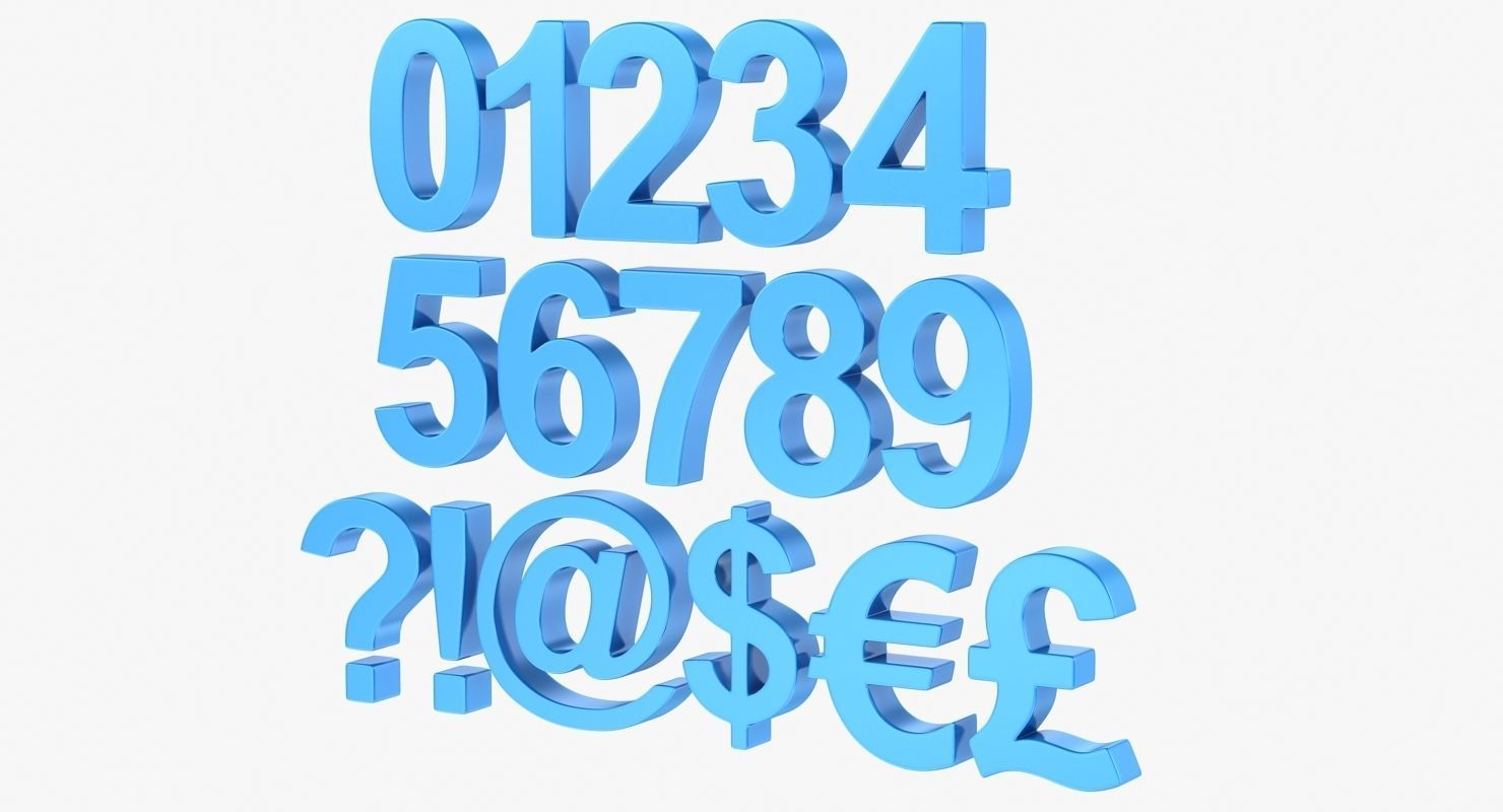 Number and Symbol - Subdivision Low-poly 3D model_3